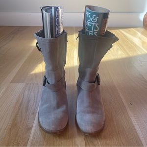 Garnet hill gray suede motorcycle boots